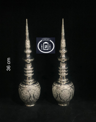 خرید آنلاین تنگ شاخ دار شبه نقره گل و مرغ ممتاز