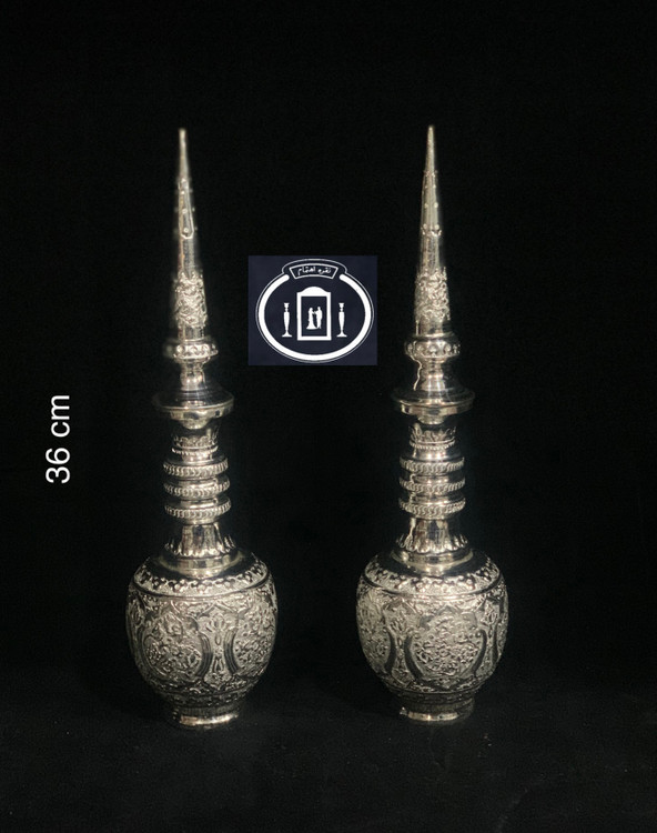 خرید آنلاین تنگ شاخ دار شبه نقره گل و مرغ ممتاز