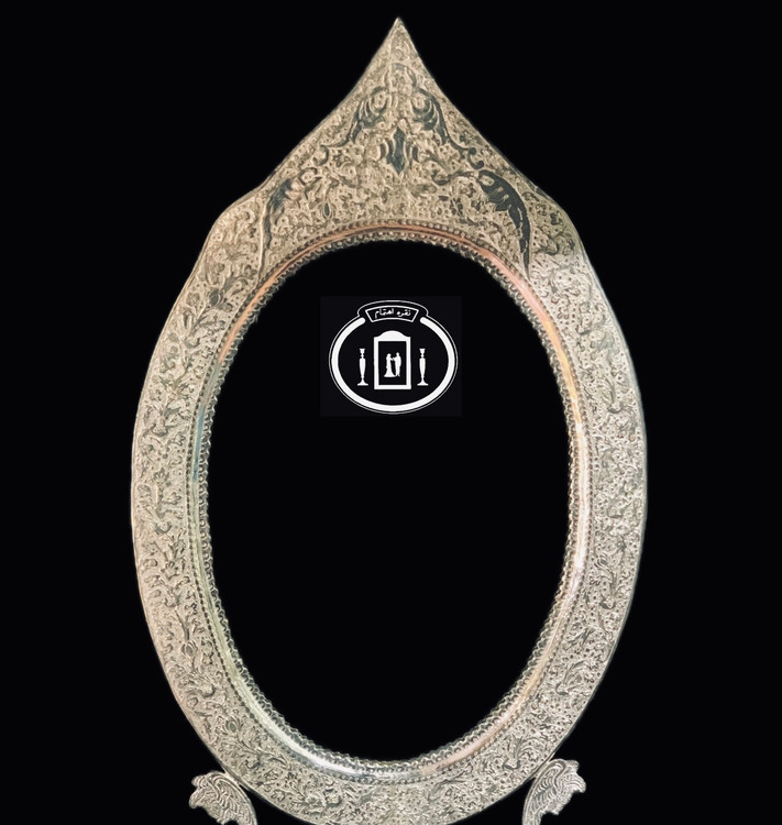 خرید اینترنتی آینه شبه نقره بیضی تاج دار و شمعدان سه سری شبه نقره قلم گل و مرغ ممتاز