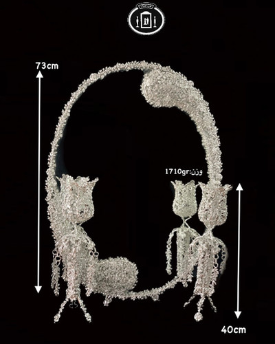 خرید اینترنتی آینه شبه نقره بیضی و لاله آویزدار شبه نقره