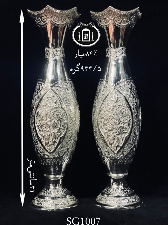 خریدآنلاین گلدان نقره موشکی قلم گل و مرغ ممتاز۸۴٪استاندارد ایران