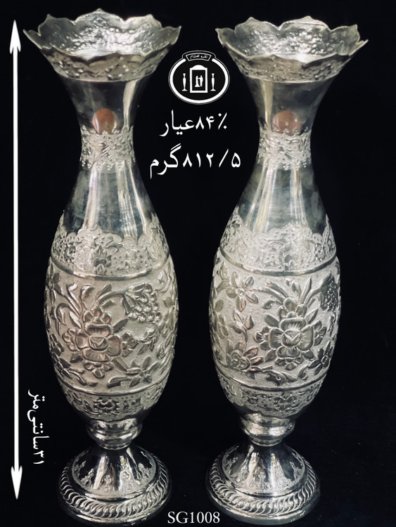 خرید آنلاین گلدان نقره موشکی قلم گل برجسته ممتاز۸۴٪استاندارد ایران