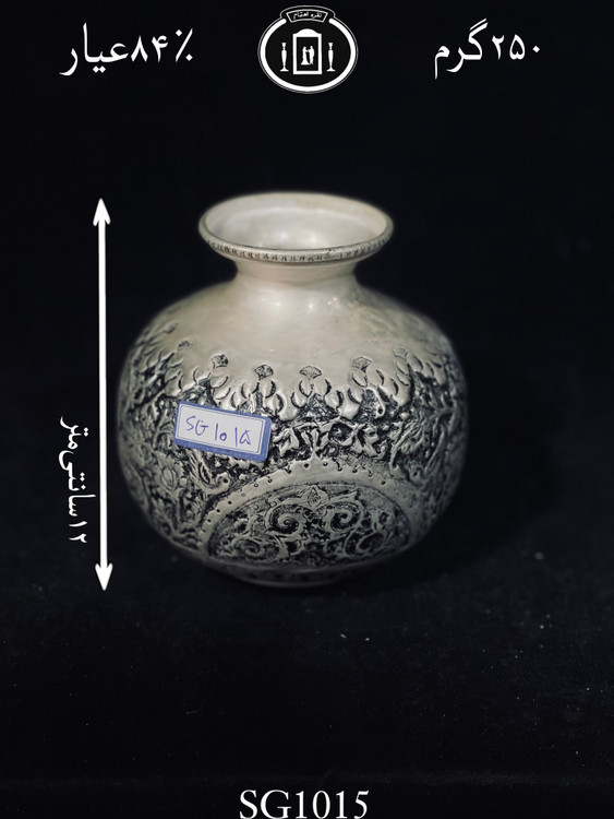 خرید آنلاین گلدان تپلی نقره قلم گل و مرغ ممتاز۸۴٪استاندارد ایران