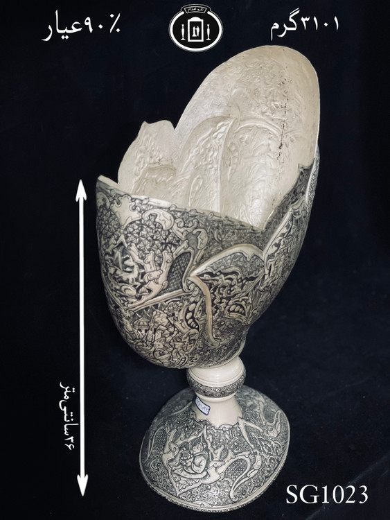 خریدآنلاین گلدان نقره بیضی قلم مینیاتور فوق ممتاز۹۰٪استاندارد ایران