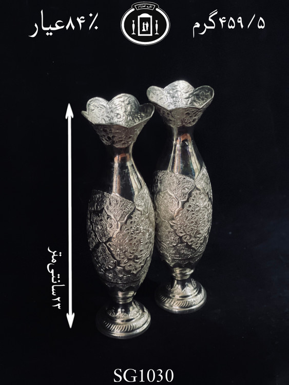 خرید گلدان نقره موشکی قلم گل و مرغ ممتاز۸۴٪استاندارد ایران