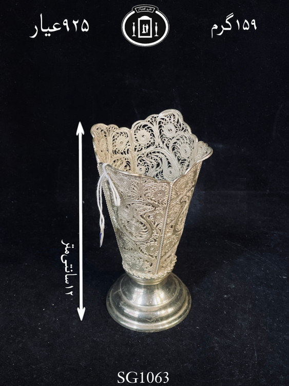 قیمت گلدان نقره ملیله ممتاز۹۲/۵٪استاندارد ایران
