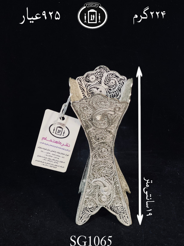 خرید گلدان نقره ملیله ممتاز۹۲/۵٪استاندارد ایران