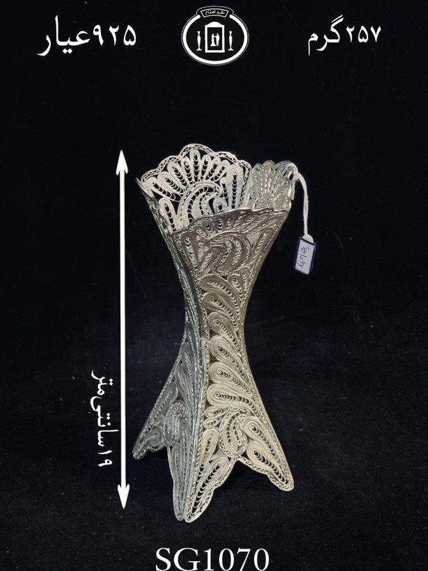 خرید گلدان نقره ملیله ممتاز۹۲/۵٪استاندارد ایران
