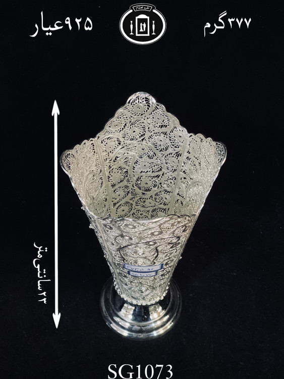 قیمت گلدان نقره ملیله ممتاز۹۲/۵٪استاندارد ایران