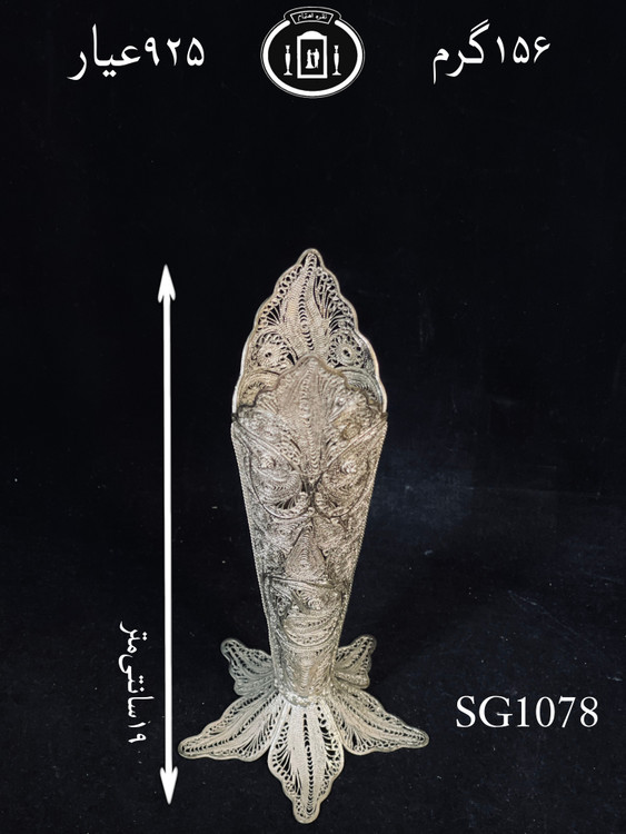 قیمت گلدان نقره ملیله ممتاز۹۲/۵٪استاندارد ایران