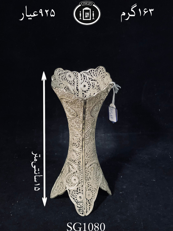 قیمت گلدان نقره ملیله ممتاز۹۲/۵٪استاندارد ایران