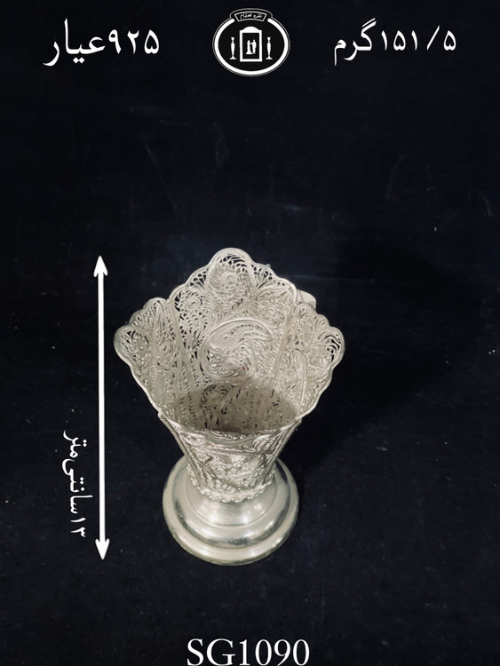 قیمت گلدان نقره ملیله ممتاز۹۲/۵٪استاندارد ایران