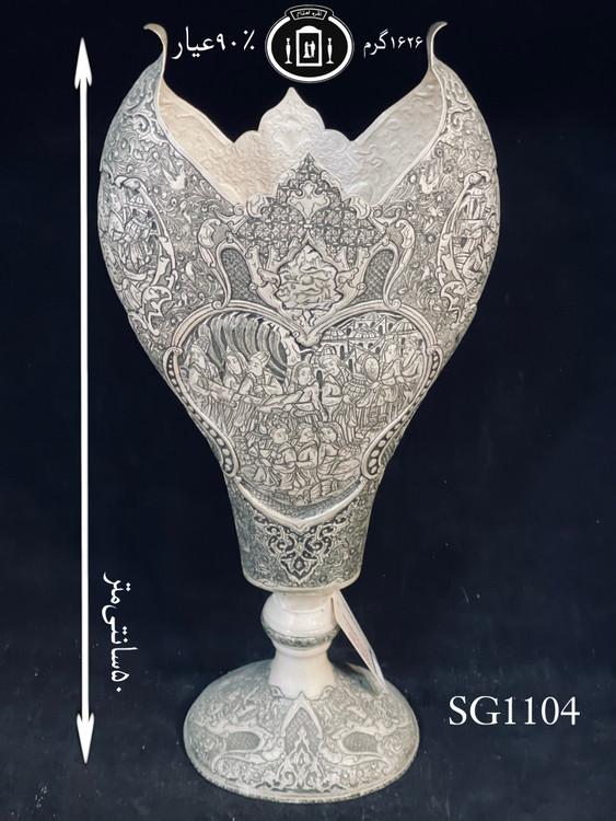 خرید گلدان نقره قلم مینیاتور فوق ممتاز۹۰٪استاندارد ایران