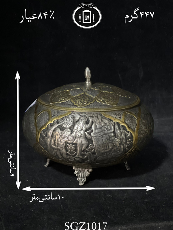 خرید گزخوری نقره دردار قلم مینیاتور فوق ممتاز مطلا شده ۹۹۹استاندارد ایران