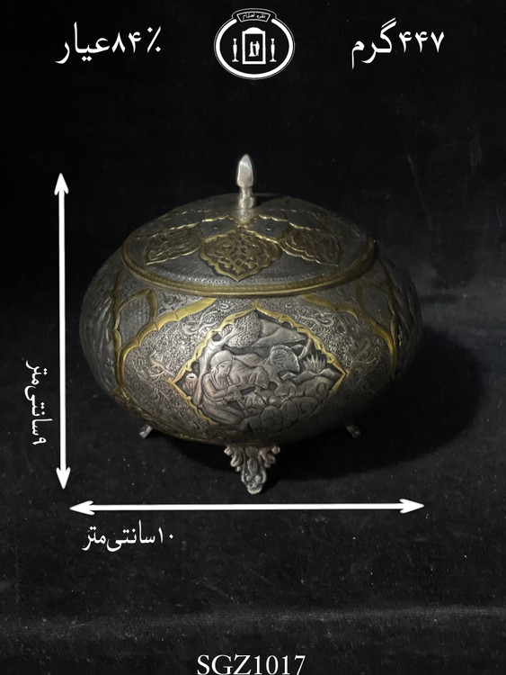 قیمت گزخوری نقره دردار قلم مینیاتور فوق ممتاز مطلا شده ۹۹۹استاندارد ایران