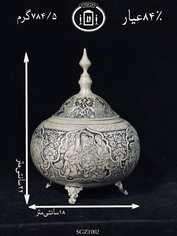 قیمت گزخوری نقره دردار قلم مینیاتور سیاه قلم پتینه ممتاز۸۴٪استاندارد ایران