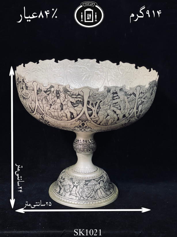 خرید کاسه گرد کعبدار قلم مینیاتور پتینه ممتاز۸۴٪استاندارد ایران