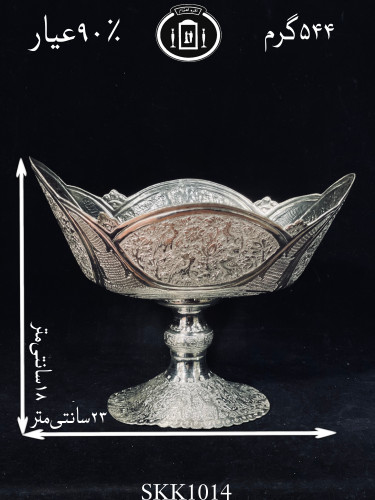 خرید کاسه کشکولی نقره کعبدار قلدار قلم گل و مرغ ممتاز۹۰٪استاندارد ایران