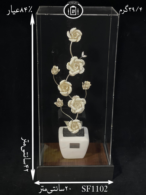 خرید تندیس گل نقره بزرگ۸۴٪استاندارد ایران