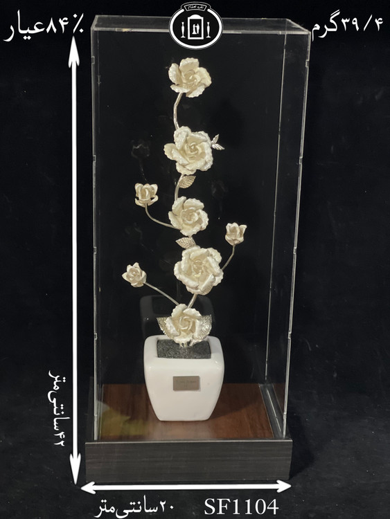 خرید تندیس گل نقره بزرگ۸۴٪استاندارد ایران