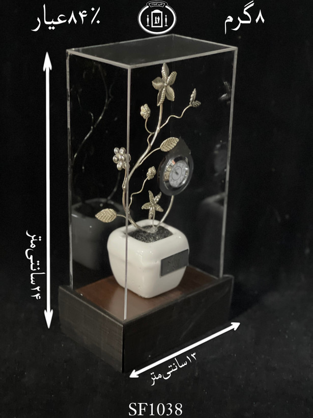 خرید تندیس گل نقره ساعت دار متوسط۸۴٪استاندارد ایران