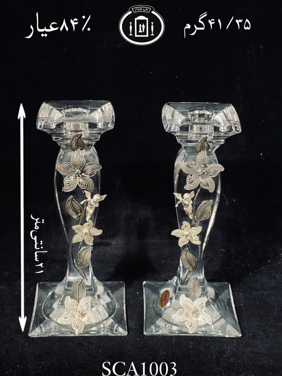 قیمت شعمدان کریستال نقره مدل گل رز ریخته گری مومی ممتاز۸۴٪استاندارد ایران