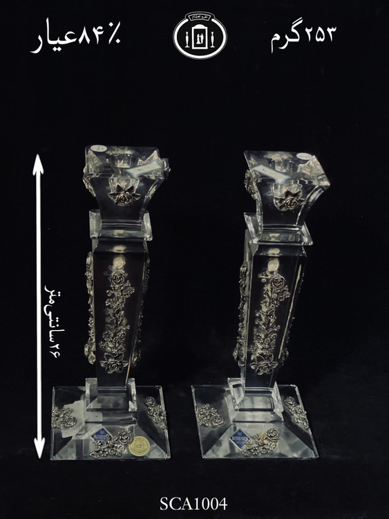 خرید شعمدان کریستال نقره مدل گل رز ریخته گری مومی ممتاز۸۴٪استاندارد ایران