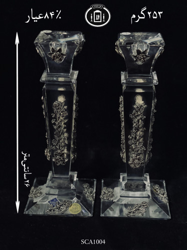 قیمت شعمدان کریستال نقره مدل گل رز ریخته گری مومی ممتاز۸۴٪استاندارد ایران