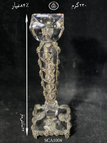 خرید شعمدان کریستال نقره مدل گل رز ریخته گری مومی ممتاز۸۴٪استاندارد ایران