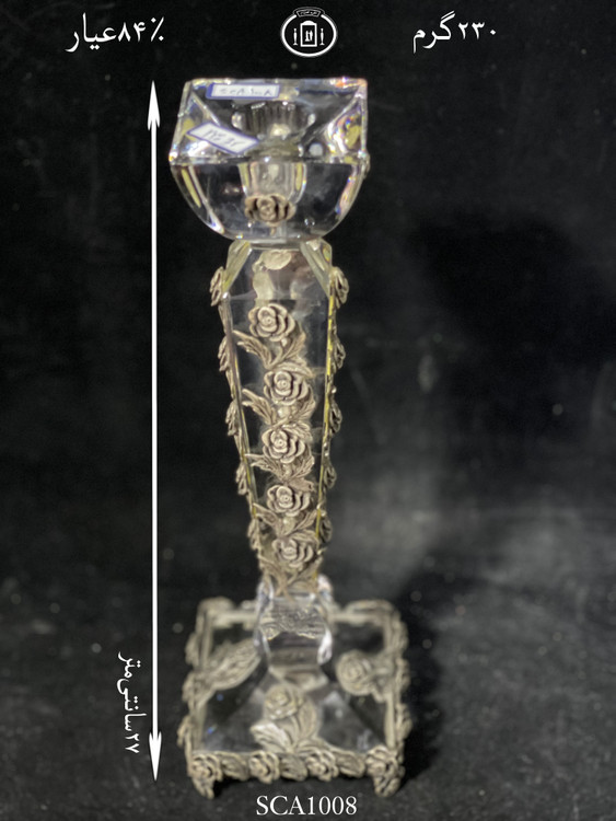 خرید شعمدان کریستال نقره مدل گل رز ریخته گری مومی ممتاز۸۴٪استاندارد ایران