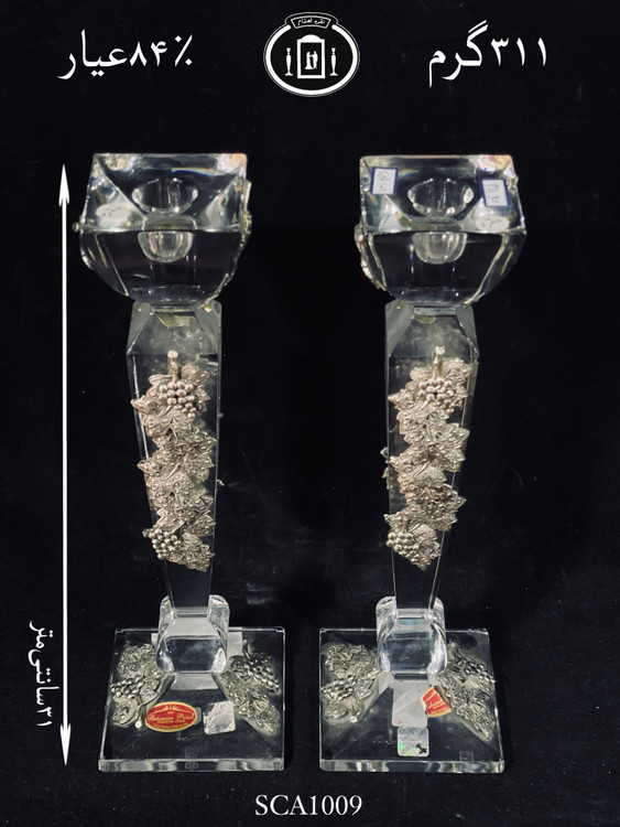 خرید شعمدان کریستال نقره مدل گل رز ریخته گری مومی ممتاز۸۴٪استاندارد ایران