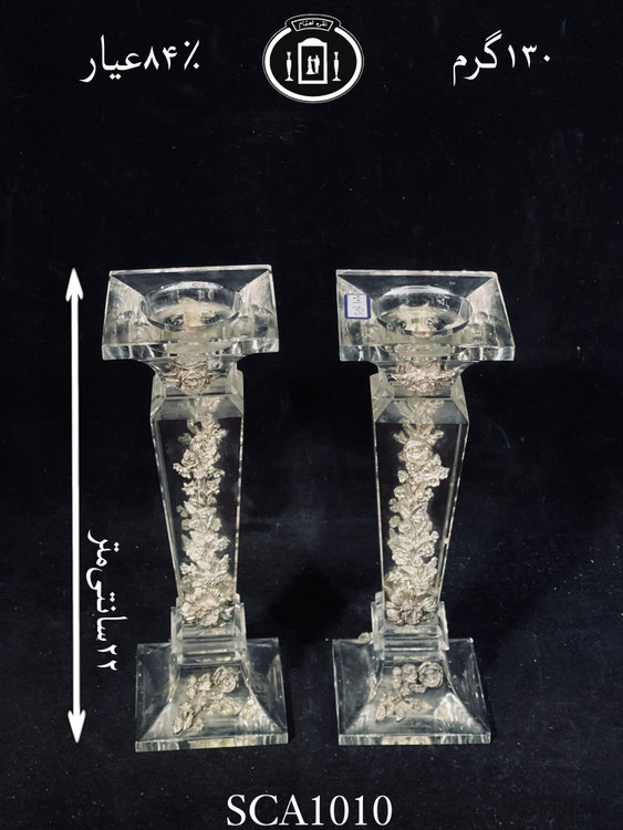 خرید شعمدان کریستال نقره مدل گل رز ریخته گری مومی ممتاز۸۴٪استاندارد ایران