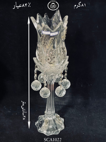 خرید شمعدان لاله ای کریستال نقره مدل گل رز ریخته گری مومی ممتاز۸۴٪استاندارد ایران