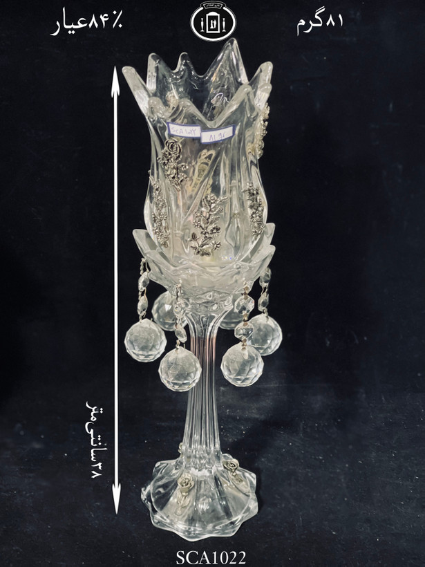 خرید شمعدان لاله ای کریستال نقره مدل گل رز ریخته گری مومی ممتاز۸۴٪استاندارد ایران