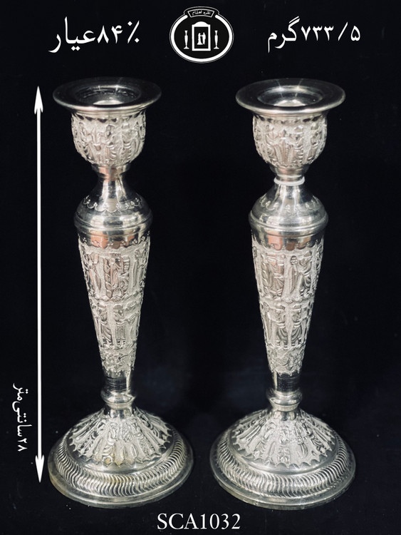 خرید شمعدان نقره تک شاخه قلم تخت جمشید۸۴٪استاندارد ایران