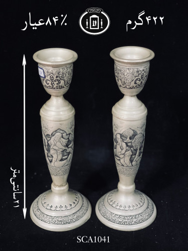 خرید شمعدان نقره تک شاخه قلم مینیاتور ممتاز۸۴٪استاندارد ایران