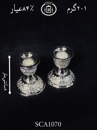 خرید شمعدان نقره تک شاخه قلم گل و مرغ ممتاز۸۴٪استاندارد ایران