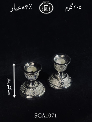 خرید شمعدان نقره تک شاخه قلم گل و مرغ ممتاز۸۴٪استاندارد ایران