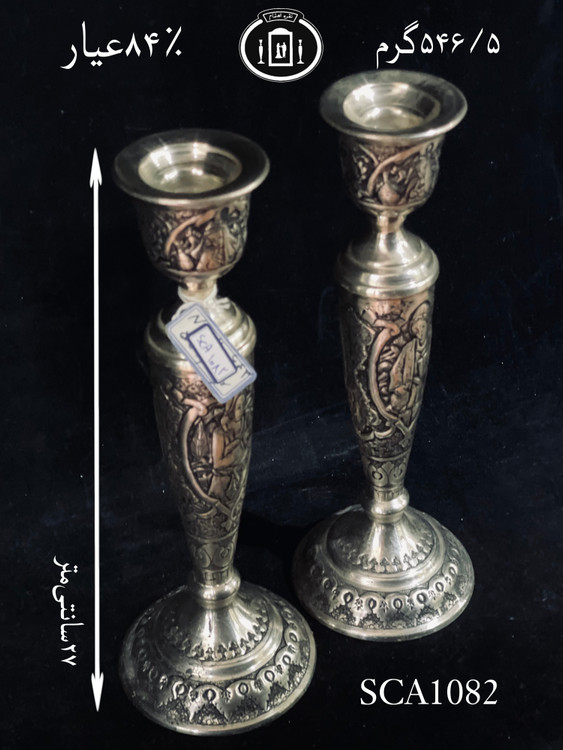 خرید شمعدان نقره تک شاخه قلم مینیاتور ممتاز۸۴٪استاندارد ایران