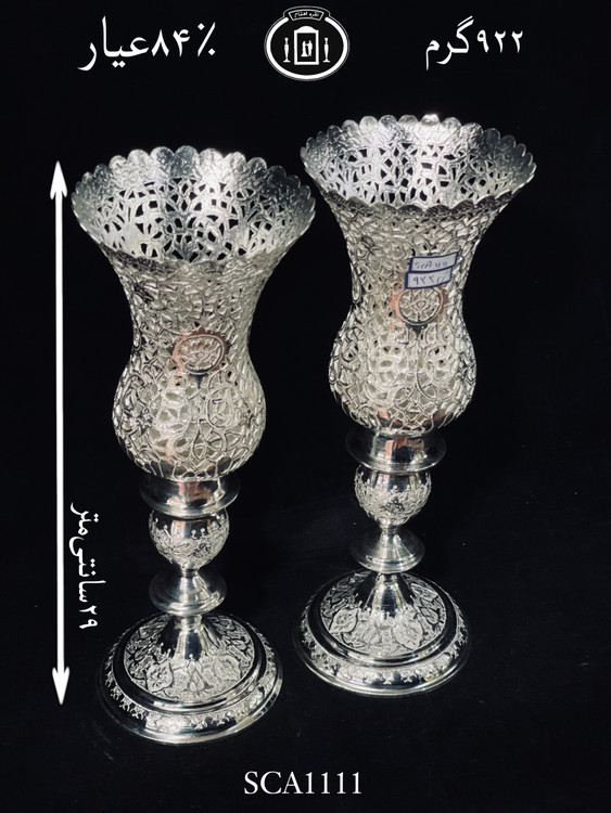 خرید لاله نقره بدون آویز قلم گل و بته و مشبک۸۴٪استاندارد ایران