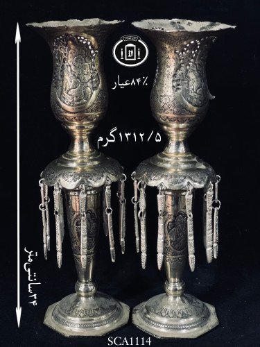 خرید لاله آویزدار نقره قلم مینیاتور ممتاز۸۴٪استاندارد ایران