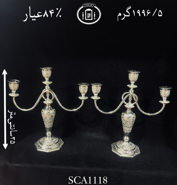 قیمت شمعدان سه شاخه قلم گل و مرغ ممتاز۸۴٪استاندارد ایران