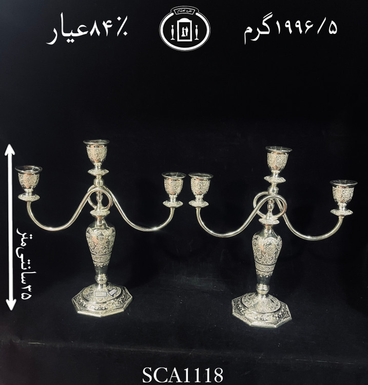 قیمت شمعدان سه شاخه قلم گل و مرغ ممتاز۸۴٪استاندارد ایران
