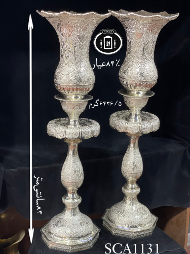 خرید لاله آویزدار نقره قلم گل و مرغ و مشبک۸۴٪استاندارد ایران