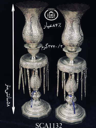 خرید لاله آویزدار نقره قلم گل و مرغ و شبکه ممتاز۸۴٪استاندارد ایران