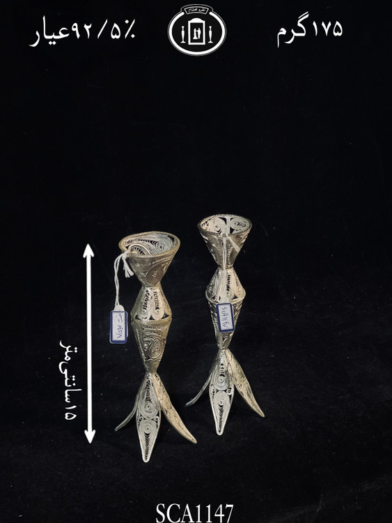 قیمت شمعدان نقره تک شاخه ملیله ممتاز۹۲۵٪استاندارد ایران