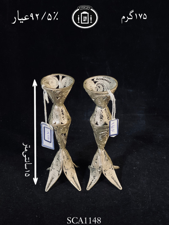 خرید شمعدان نقره تک شاخه ملیله ممتاز۹۲۵٪استاندارد ایران