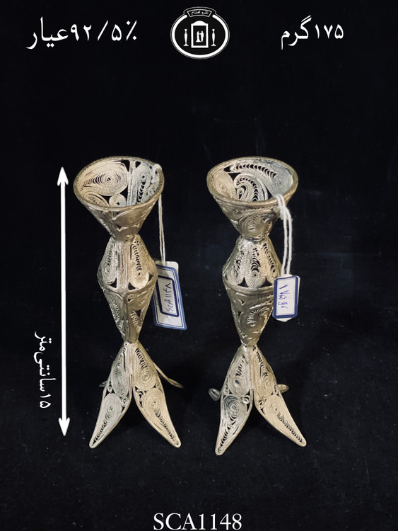 قیمت شمعدان نقره تک شاخه ملیله ممتاز۹۲۵٪استاندارد ایران