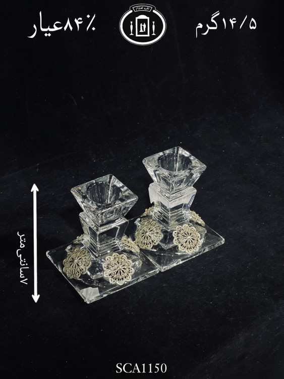 قیمت شمعدان کریستال نقره مدل ملیله ریخته گری مومی۸۴٪استاندارد ایران