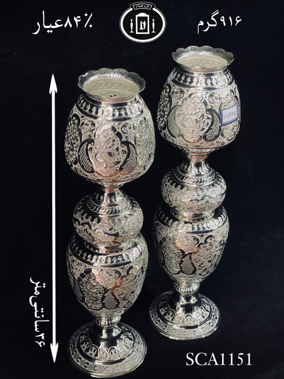 قیمت لاله نقره مدل حبابی قلم گل و مرغ و شبکه۸۴٪استاندارد ایران